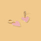 Huggie Earrings - Pink Enamel Heart Charms
