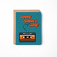Father's Day card with cassette tape design and 'Happy Father's Day!' text on a teal background.