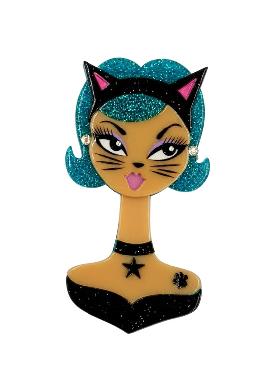 Cat's Meow Spooky Doll Brooch By Miss Fluff X Lipstick & Chrome