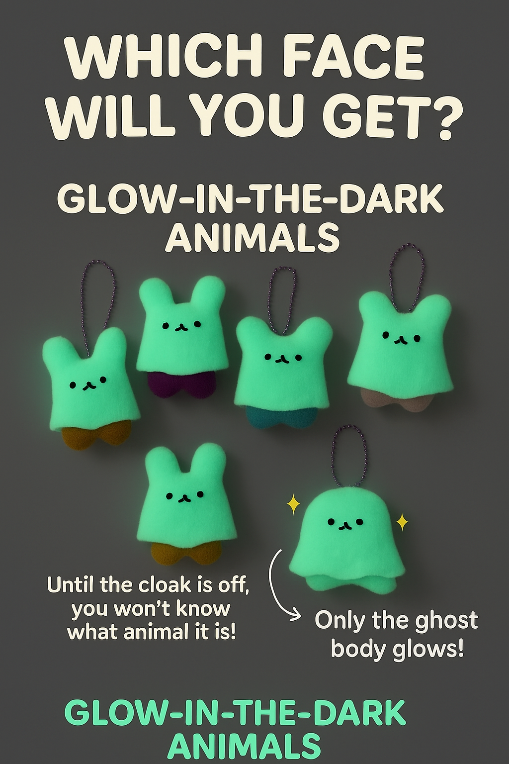 Glow-in-the-Dark Ghost Plush Keychain Blind Box