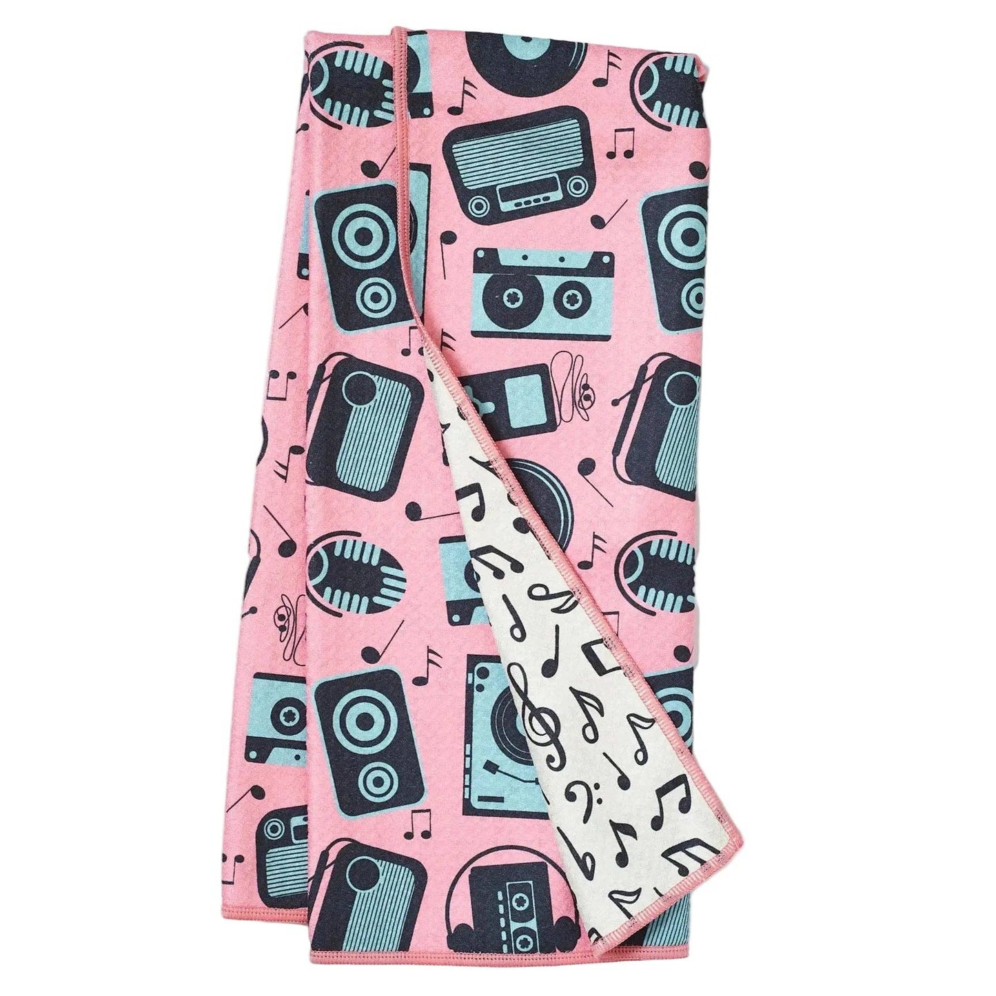 Tunes in Flamingo Reversible Towel