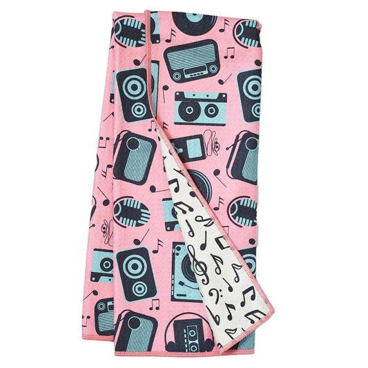 Tunes in Flamingo Reversible Towel