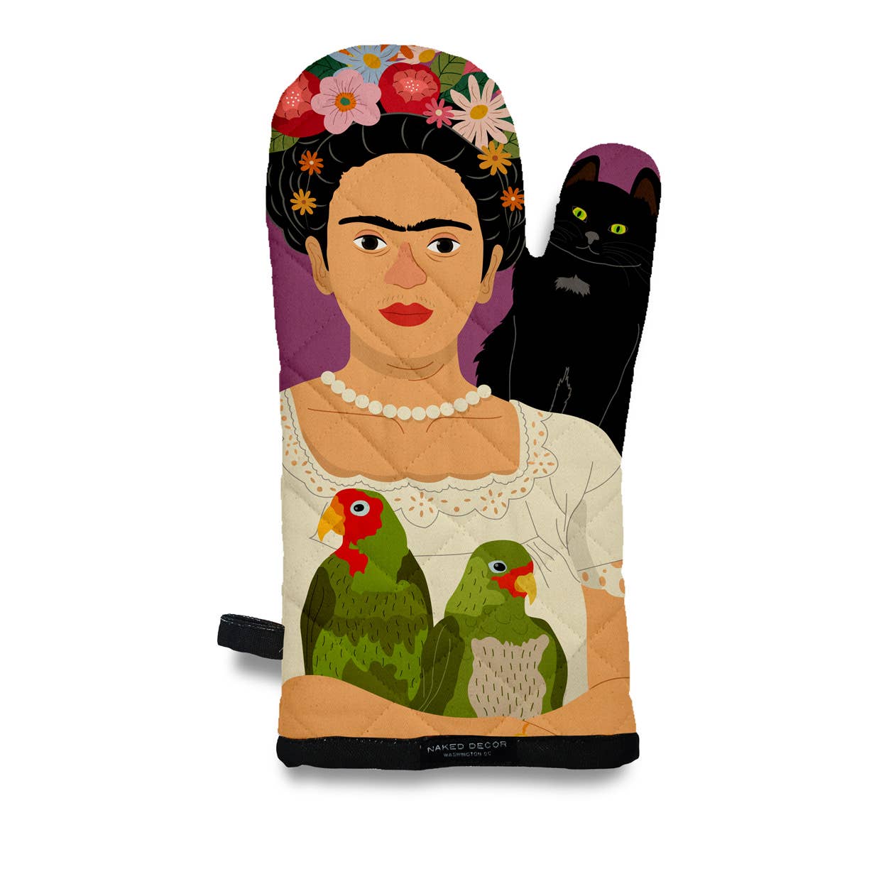 Frida Kahlo w/ Parrots & Cat Oven Mitt
