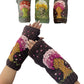 Whimsical Tree of Life Fingerless Gloves Hand Embroidered