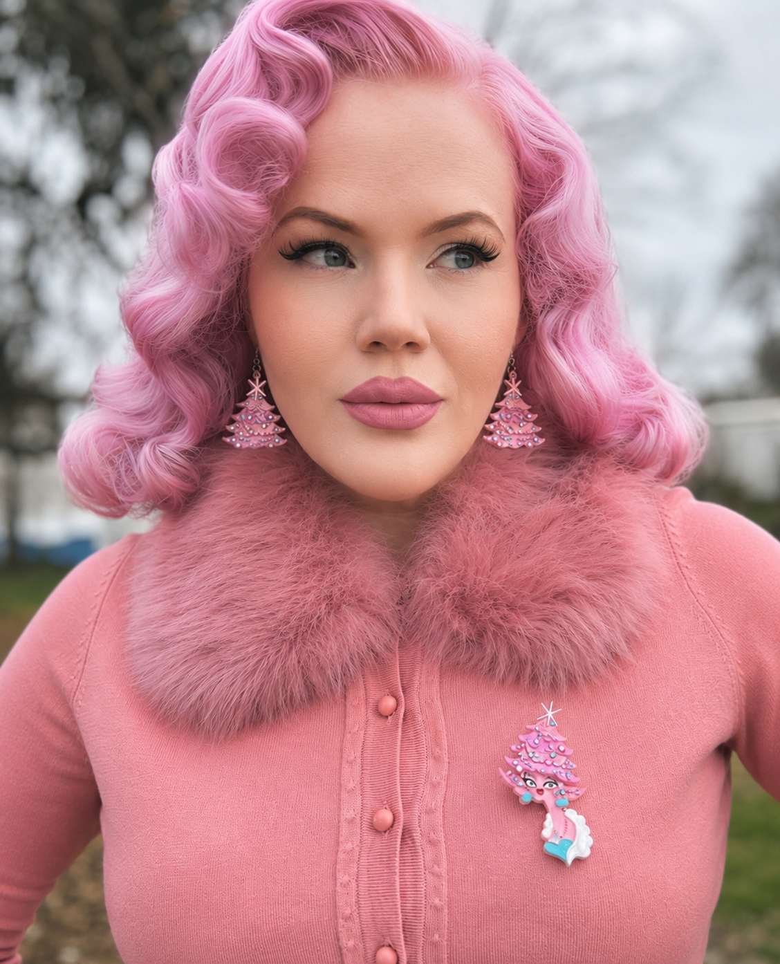Pinkmas Glam Brooch by Miss Fluff x Lipstick & Chrome
