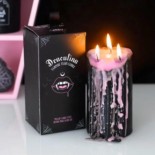 Pink Gothic Vampire Tears Bleeding Pillar Candle