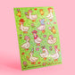 Ducks with Hats Floral Spring Animals Glitter Sticker Sheet