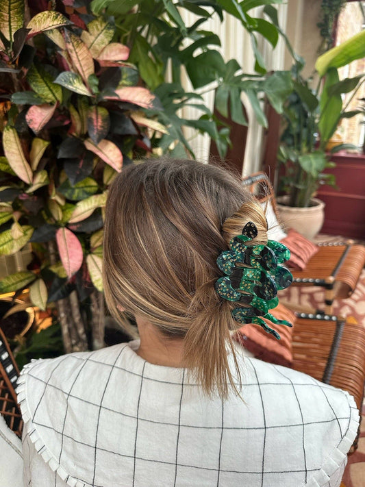 Hand-painted Green Snake Claw Hair Clip | Eco-Friendly: Green