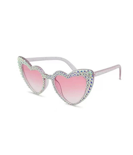 Pink & Silver Rhinestone Heart Sunglasses