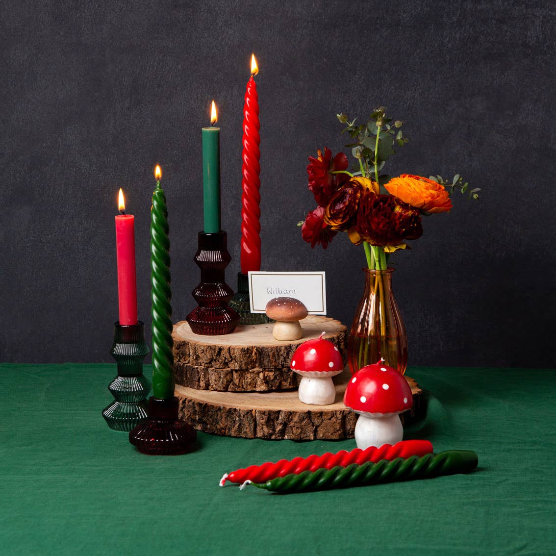 Small Red Toadstool Mushroom Holiday Candle