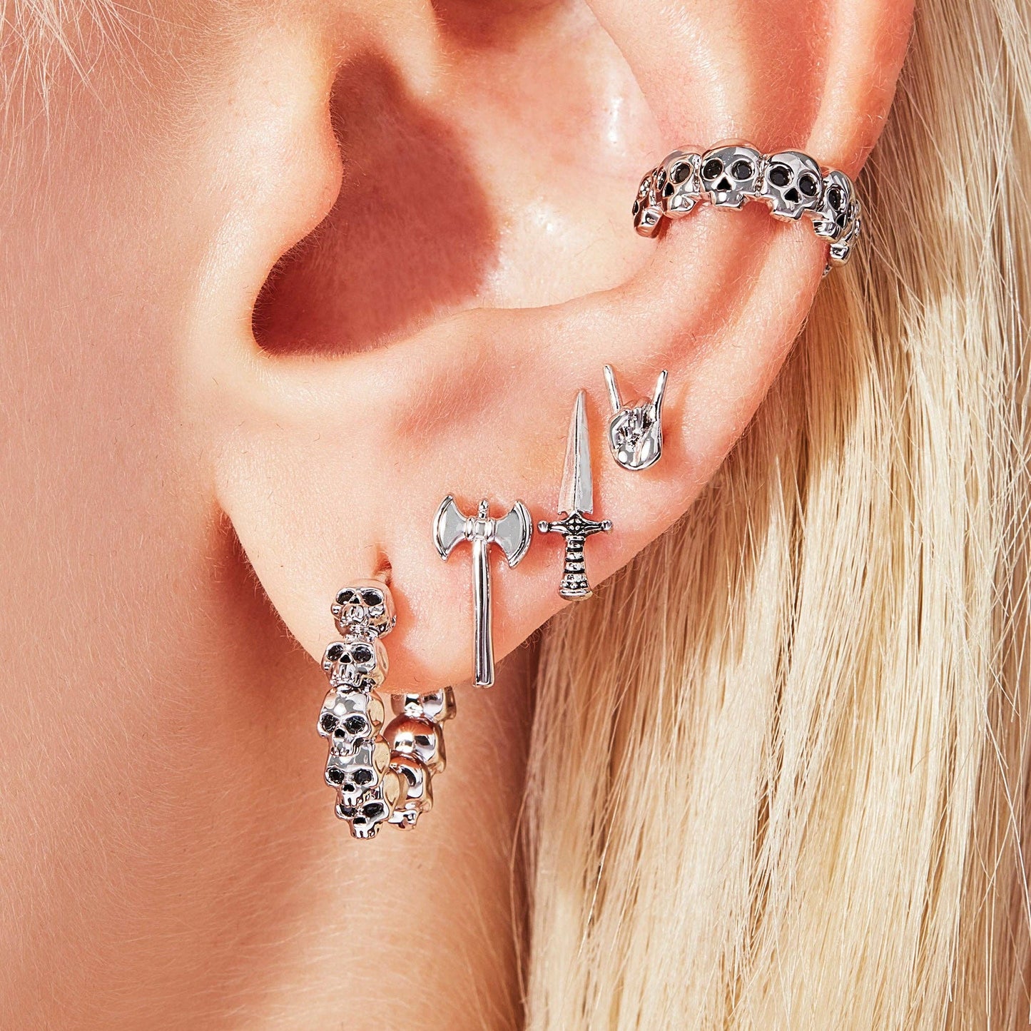Skull Hoops: 18K Gold Plated