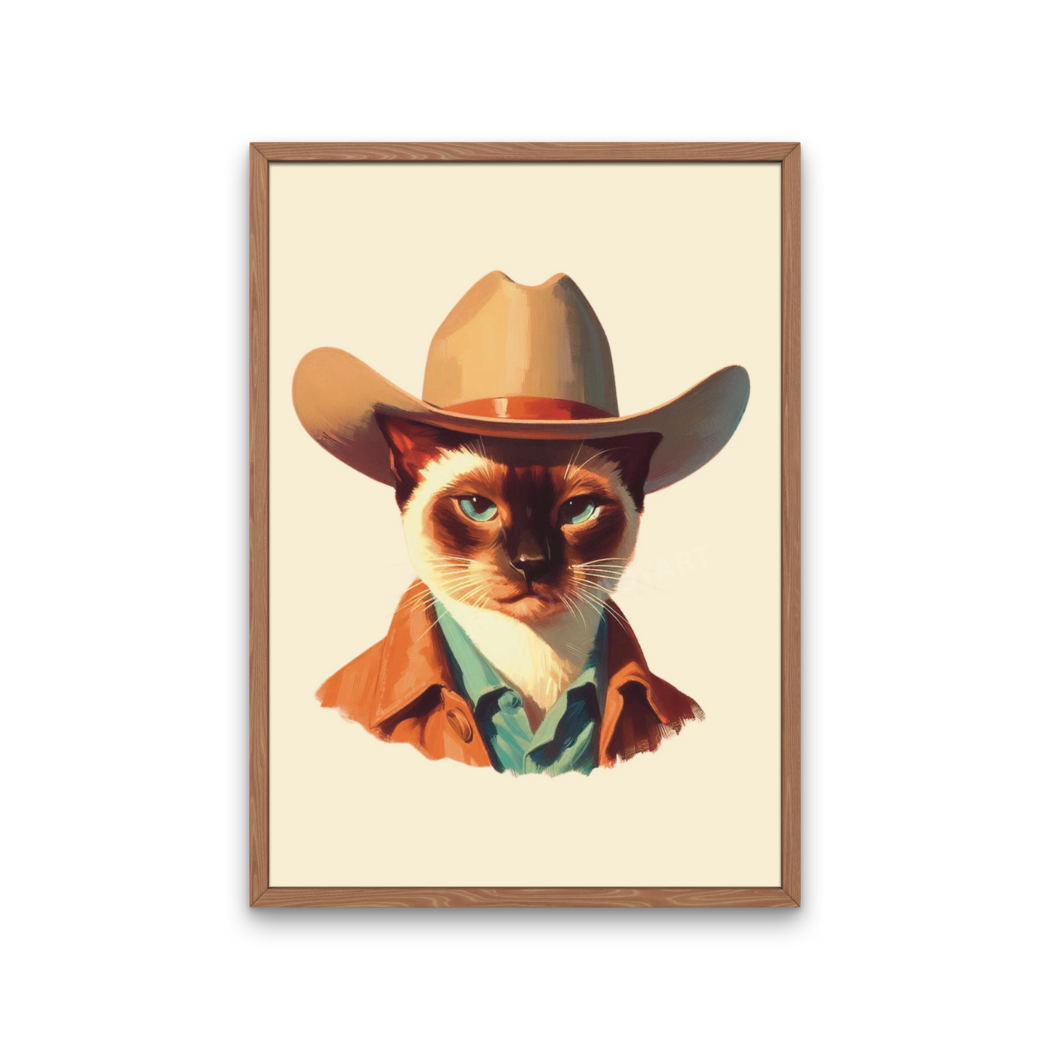 Siamese Cat Cowboy Print