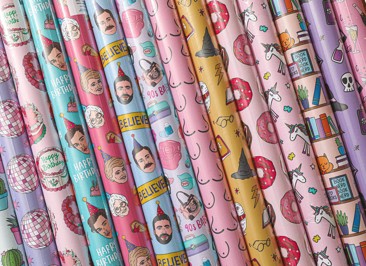 Vintage Birthday Cakes Wrapping Paper Roll