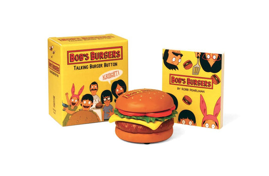 Hamburger-shaped toy with 'Bob's Burgers' branding and packaging on a white background