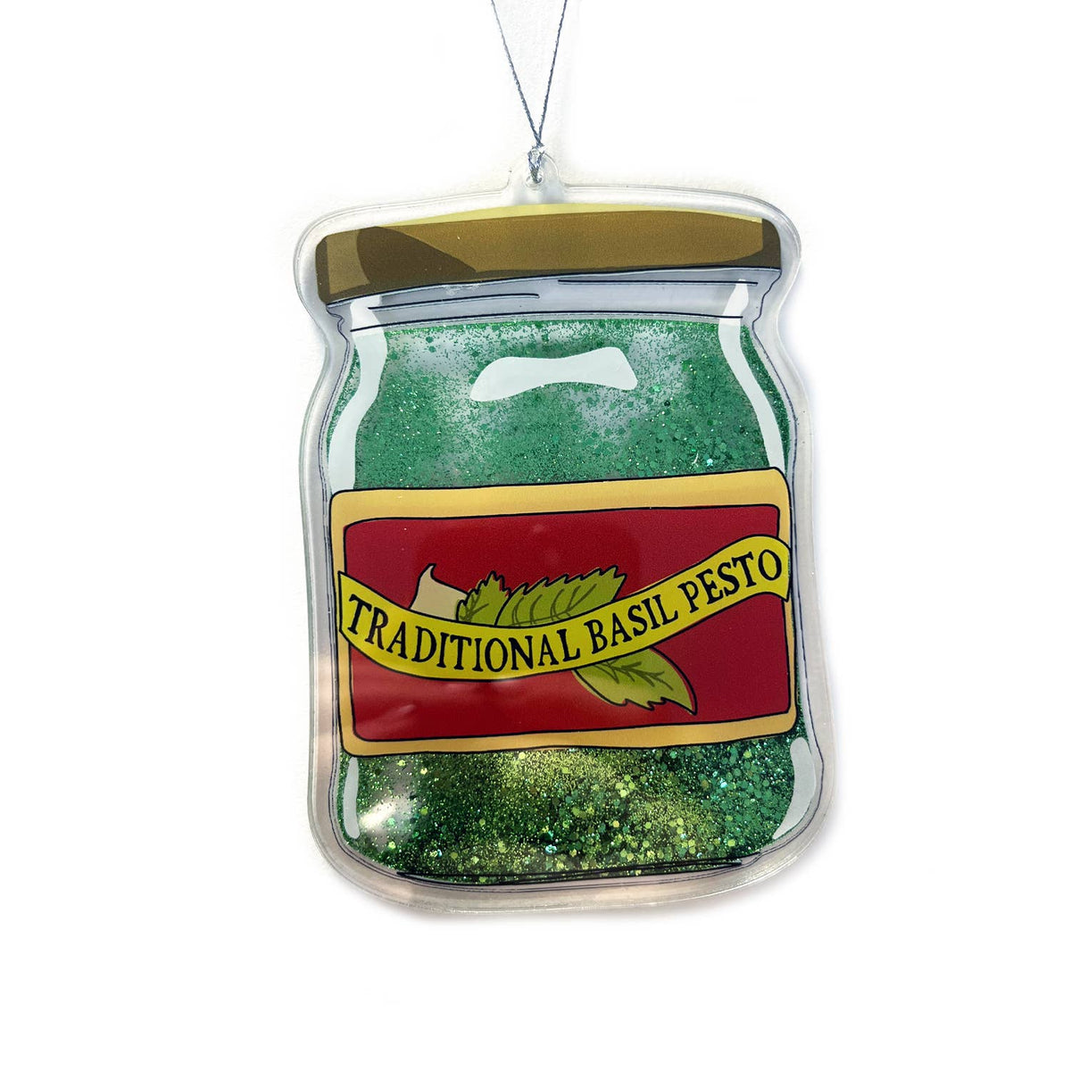 Pesto jar Sparkle Glitter Shaker Christmas Ornament