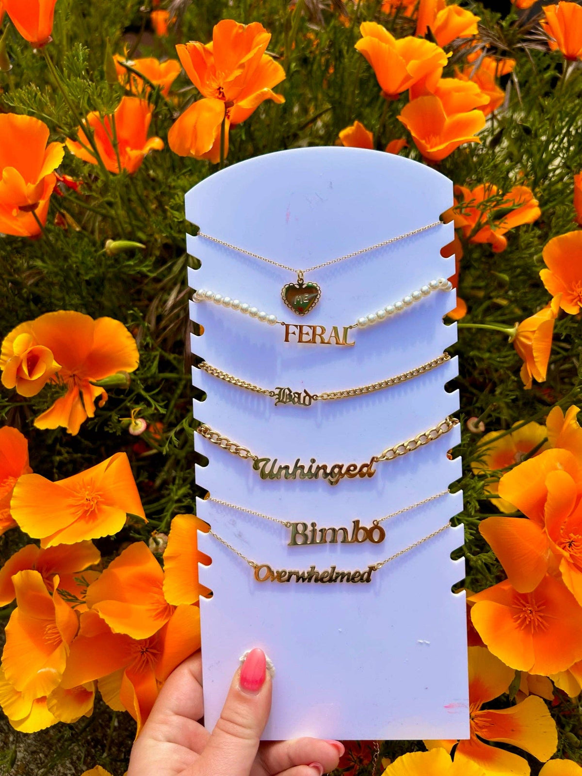 Overwhelmed Nameplate Necklace: Gold
