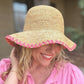 Floppy Bucket Hat - Pink Zigzag Trim