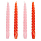 Orange and Pink Spiral Dinner Candles