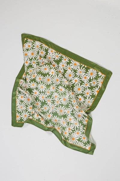 Green Daisy Silky Scarf