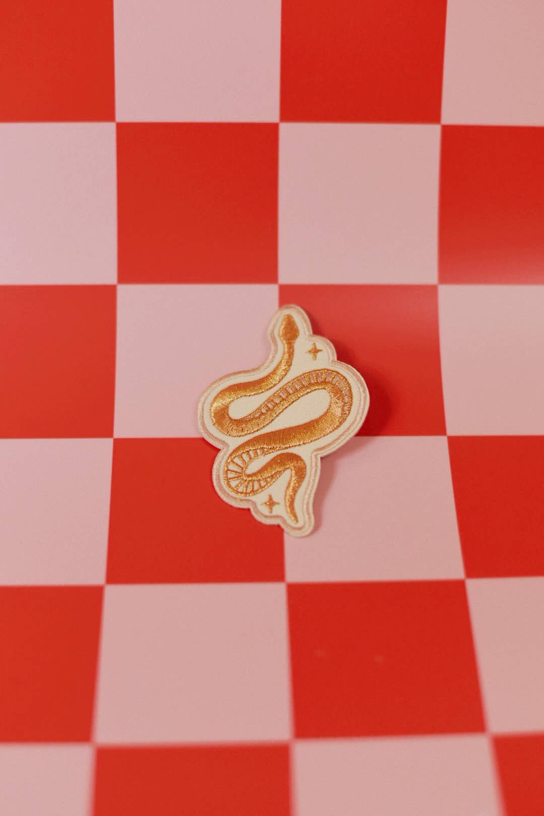 Metallic Gold Snake Embroidered (Iron-On) Patch