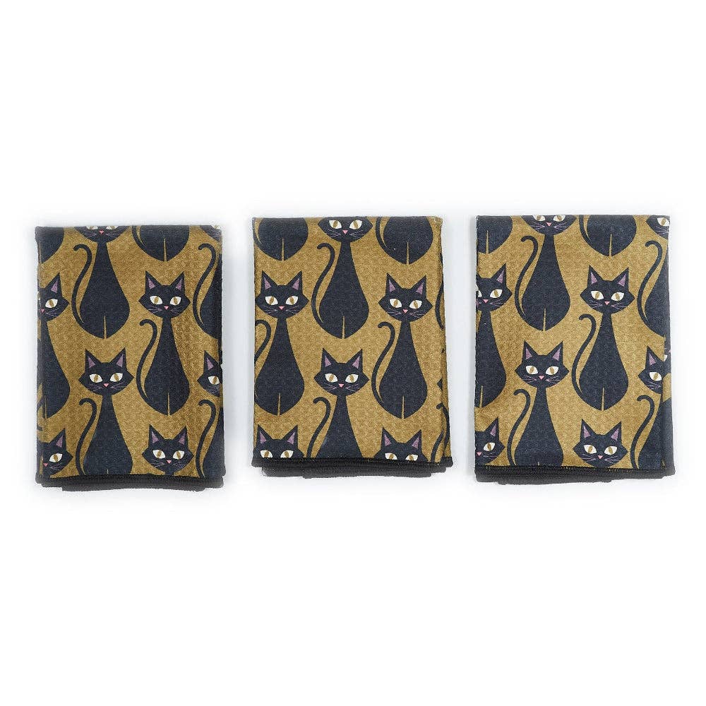 Black Cat Mighty Mini Towel (Set of 3) Reversible