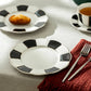 Black and White 8" Scallop Fine Porcelain Dessert Plate