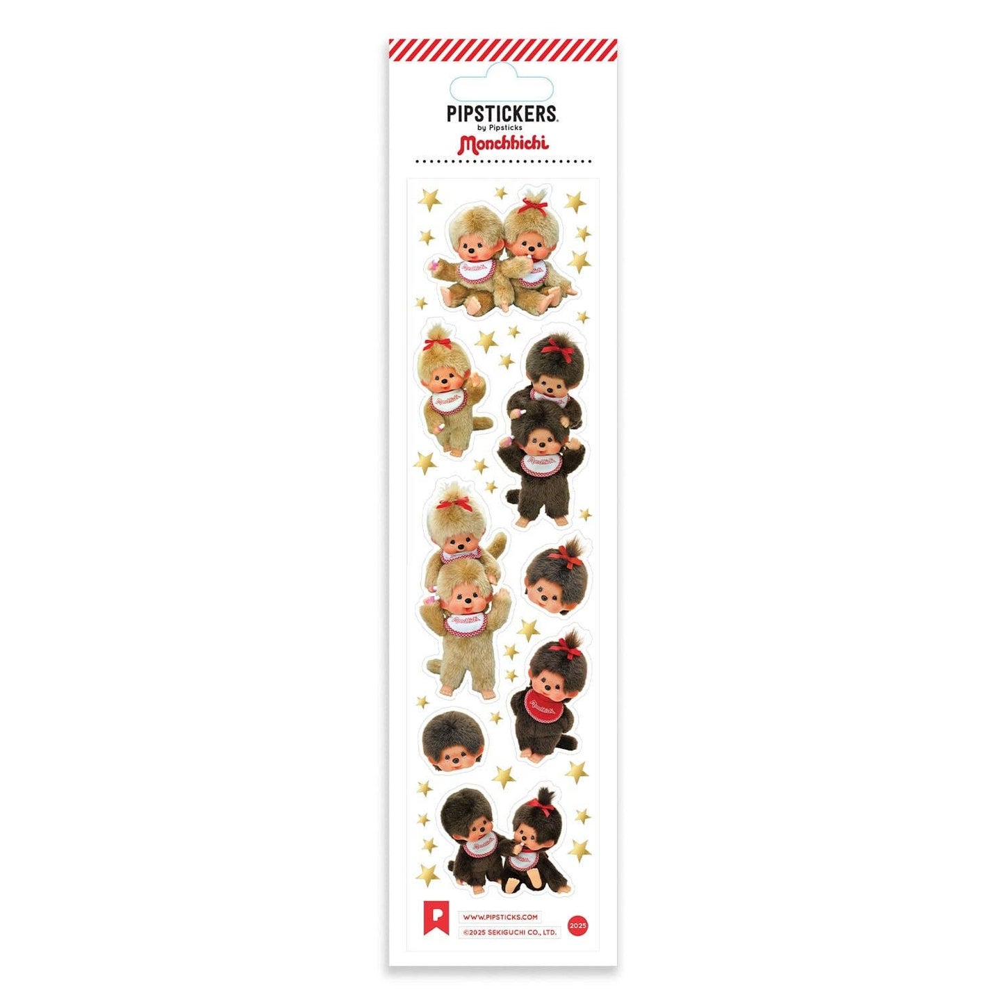 PipStickers packaging with Monchhichi stickers on a white background