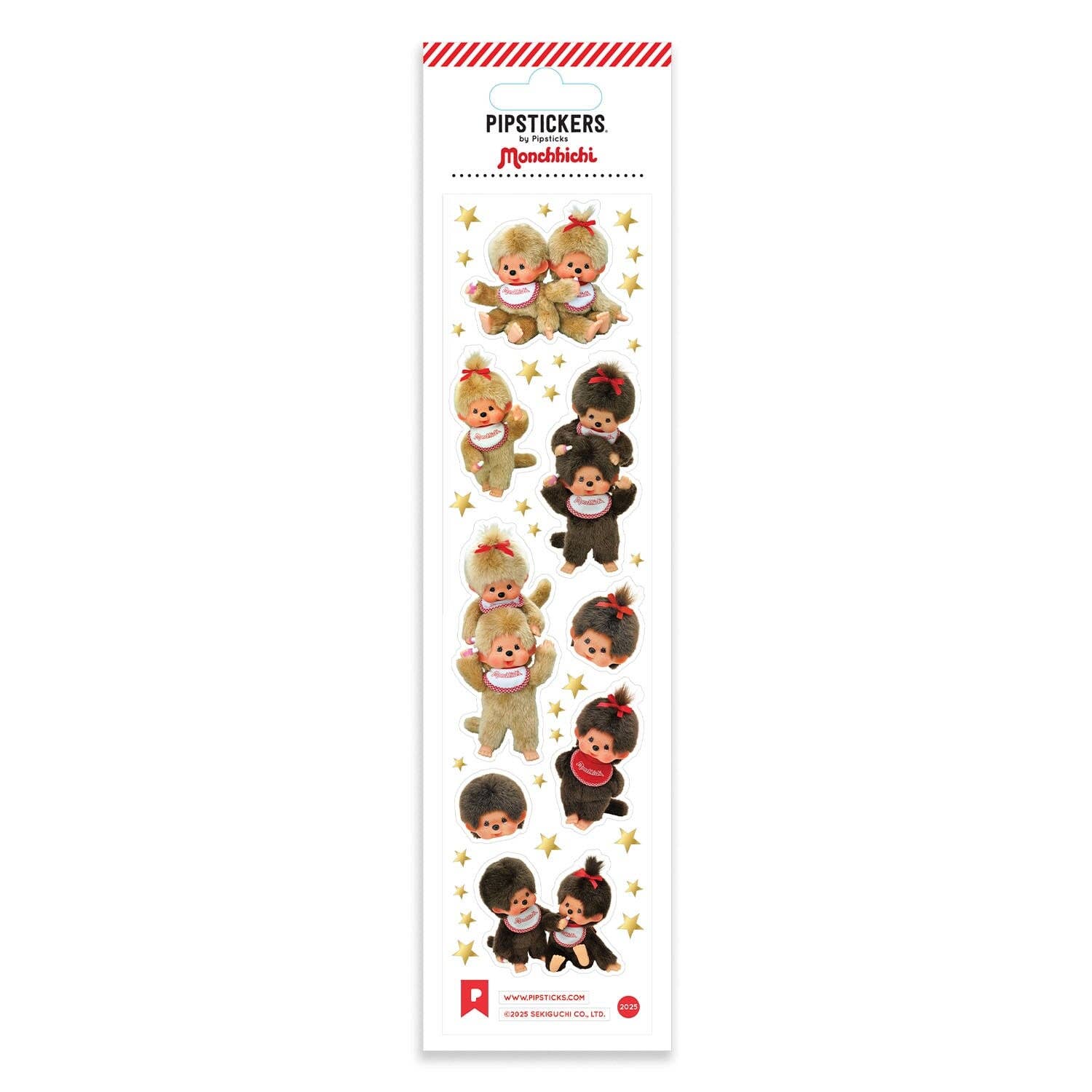 PipStickers packaging with Monchhichi stickers on a white background