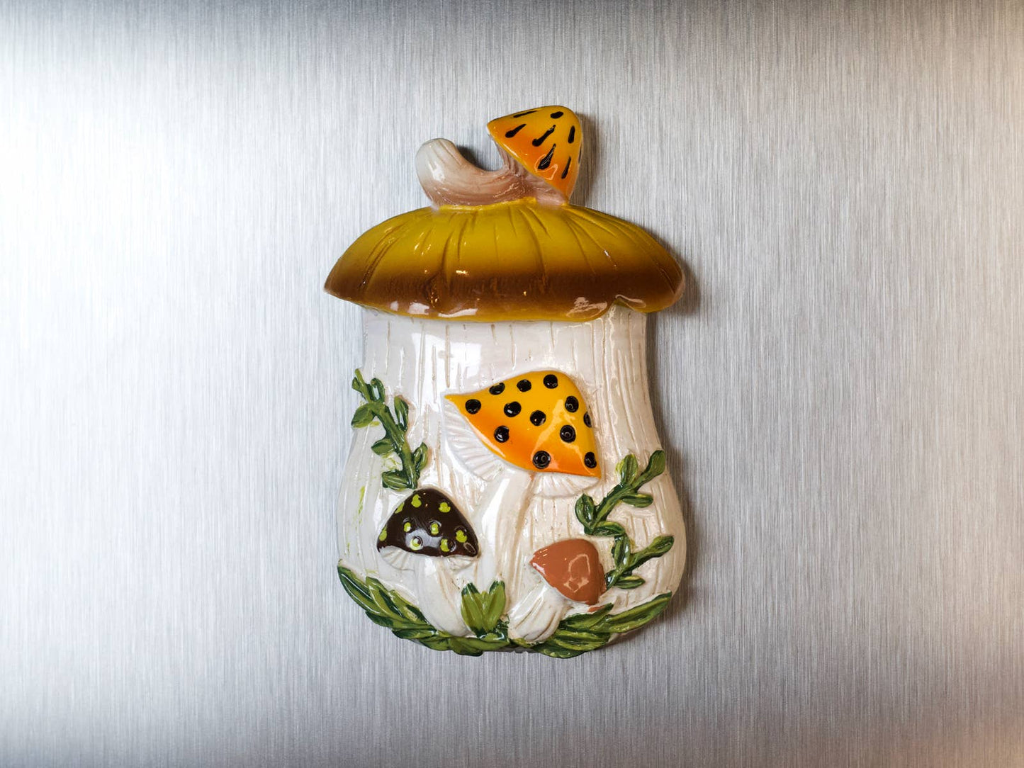 Fridge Magnet Merry Mushrooms-Inspired 70s Hand-Painted