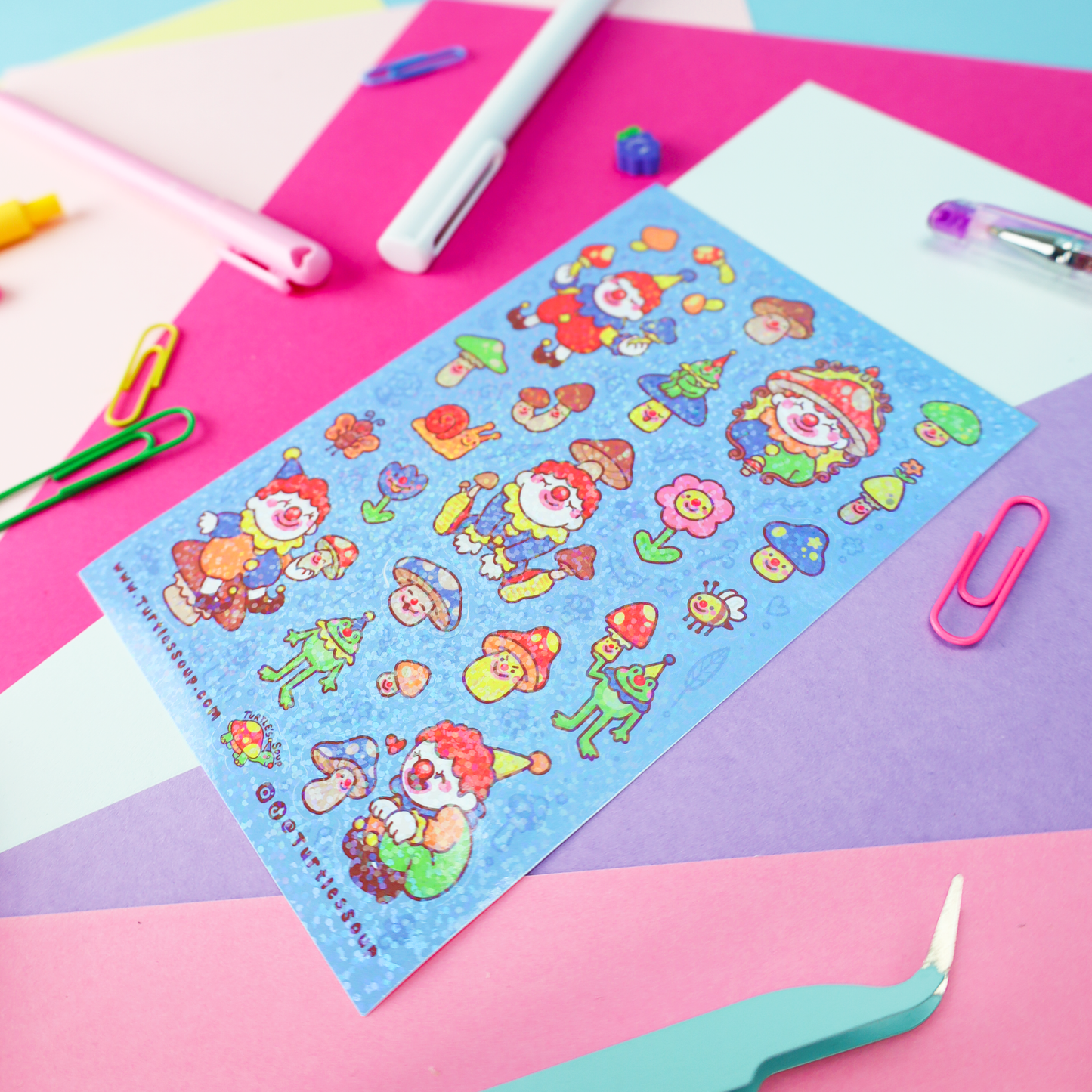 Mushrooms and Clowns Woodland Stationery Sticker Sheet