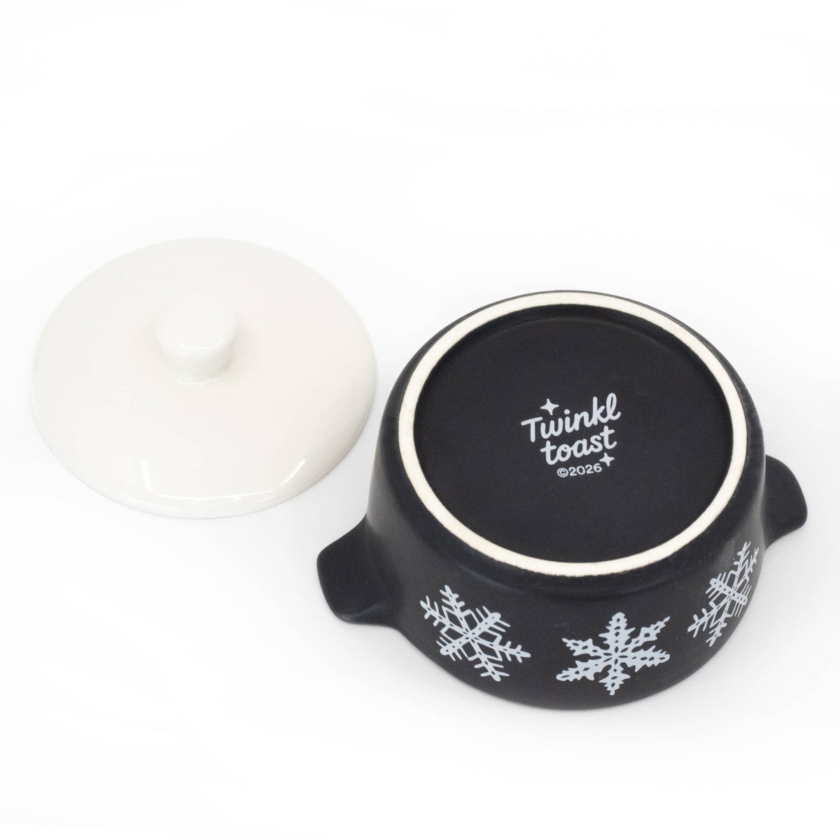 Pyrex-Inspired Black Snowflake Casserole Ceramic Trinket Box