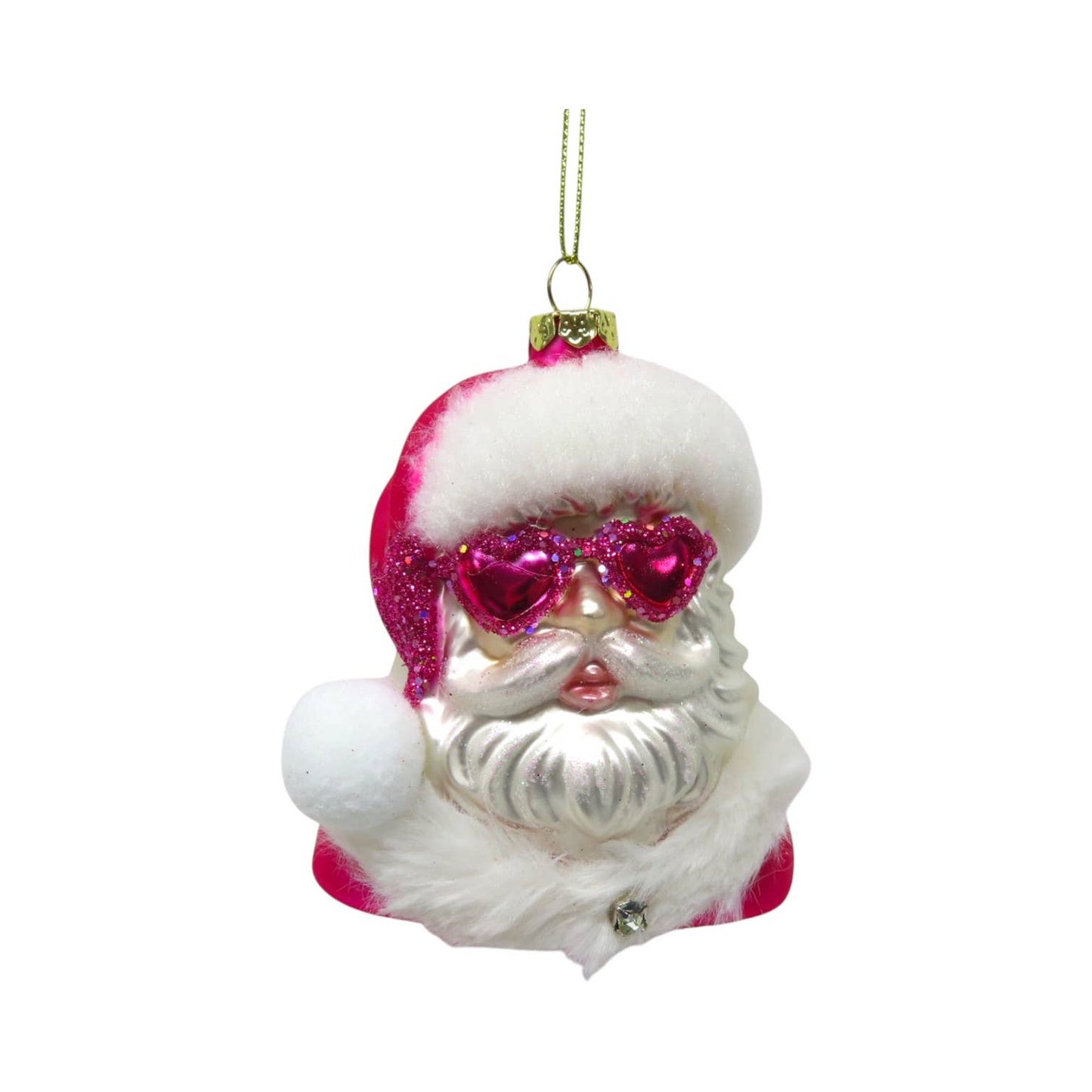 Pink Santa w/Glasses Ornament