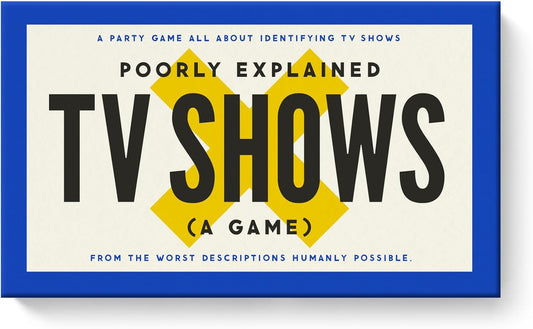 Game box for 'Poorly Explained TV Shows' with text and blue border