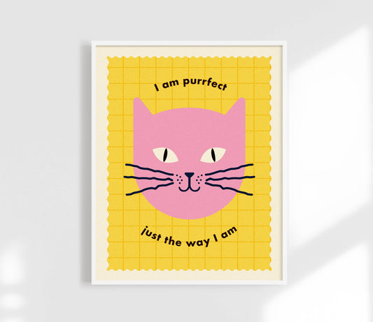 Perfect Just The Way I am Print -Kids Affirmation Art: Yellow / 11 x 14