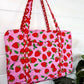 Quilted Duffle Bag | Weekender Overnight Bag | Strawberry