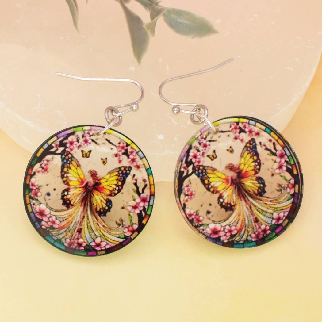 Butterfly Burst Clear Acrylic Nature Print Earrings