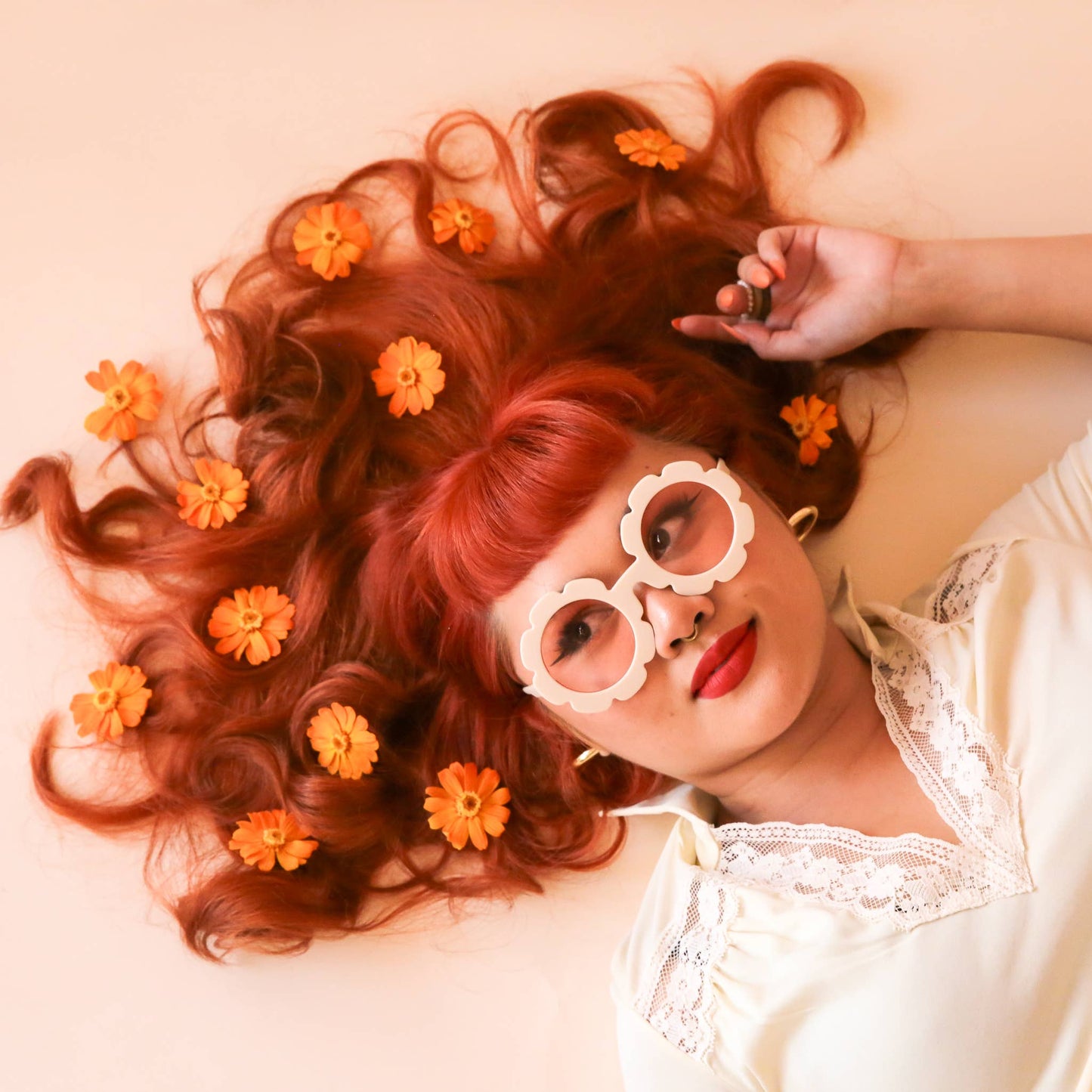 Adult Flower Sunglasses : Pink