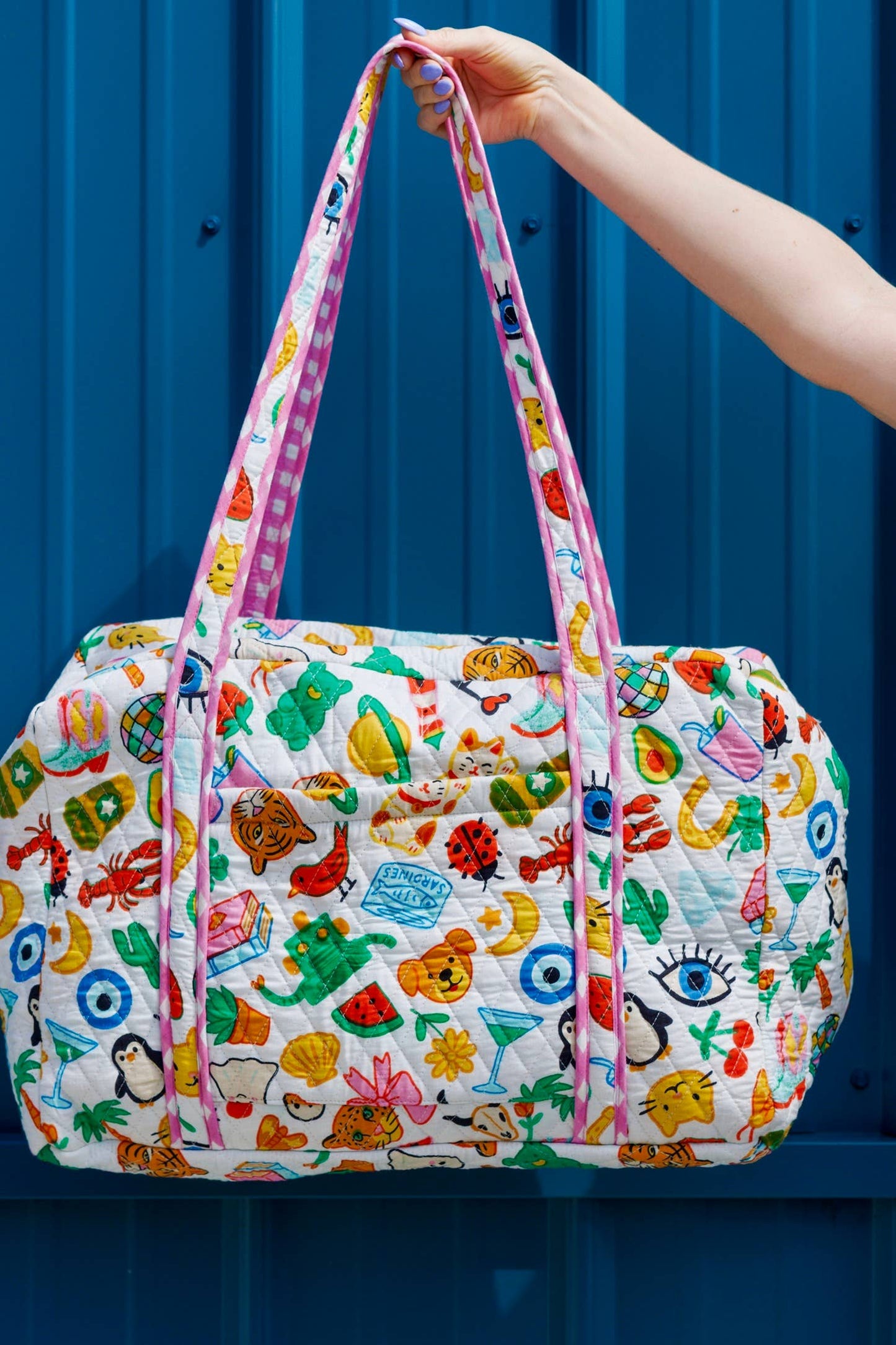 Quilted Weekender Duffle Bag | Lucky Vibes White