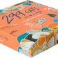 Board game box with illustrations of cats and a dog on an orange background