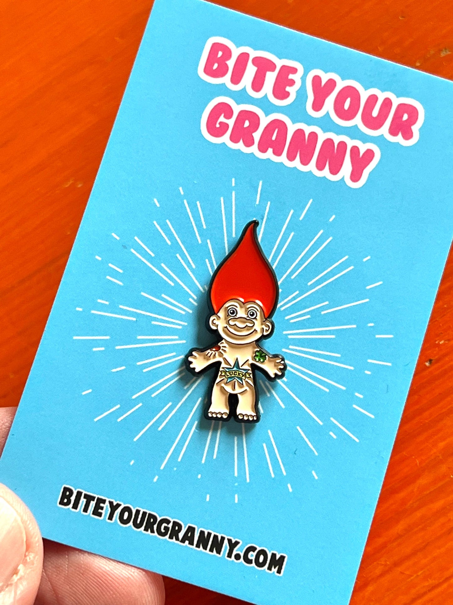 Tattooed Lucky Troll Enamel Pin