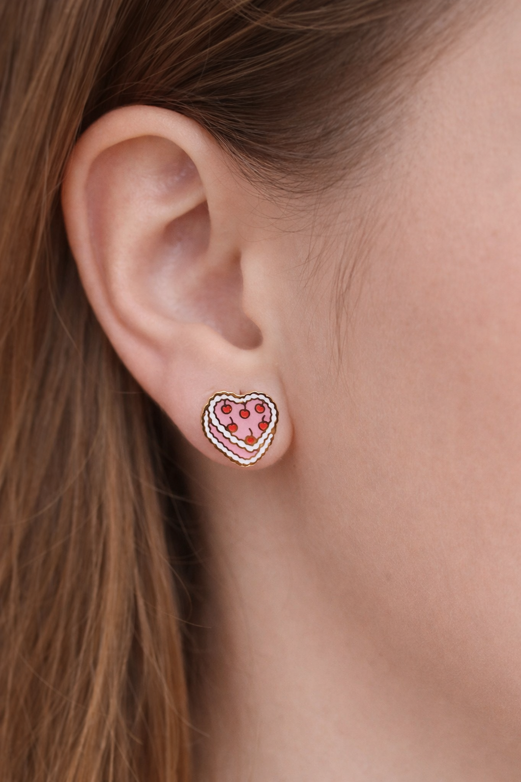 Vintage Heart Cake Stud Earrings