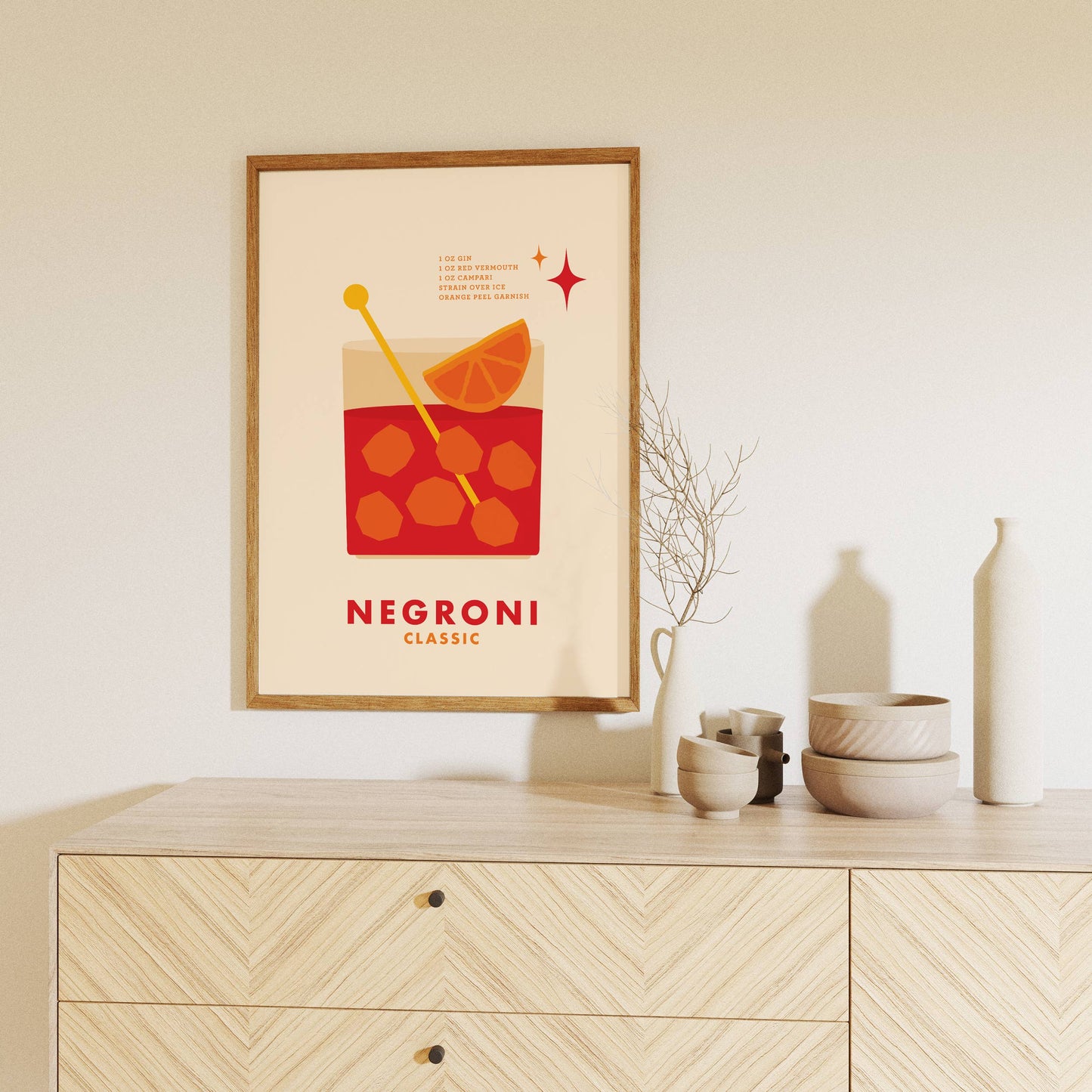 Negroni Cocktail Print 11x14