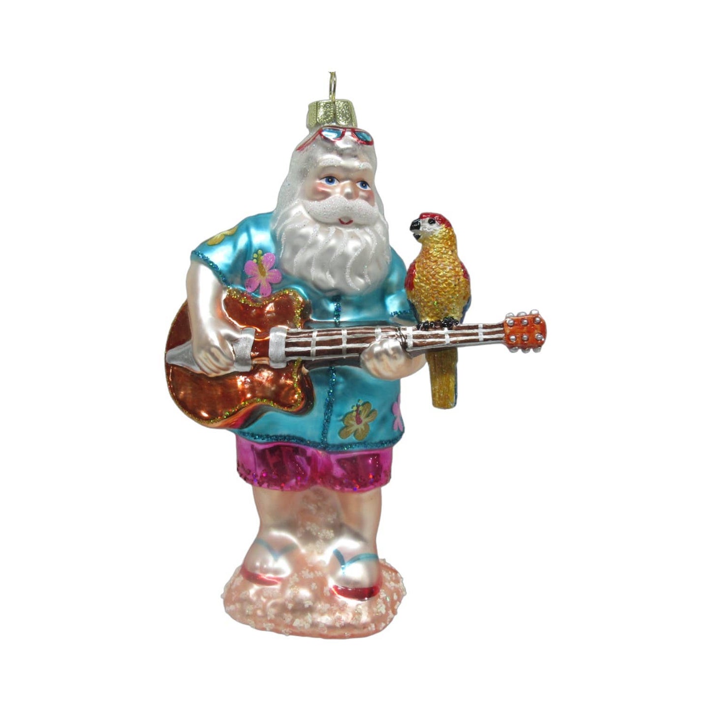 Tropical Santa w/Guitar Ornament