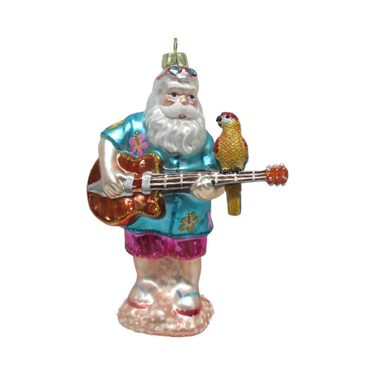 Tropical Santa w/Guitar Ornament