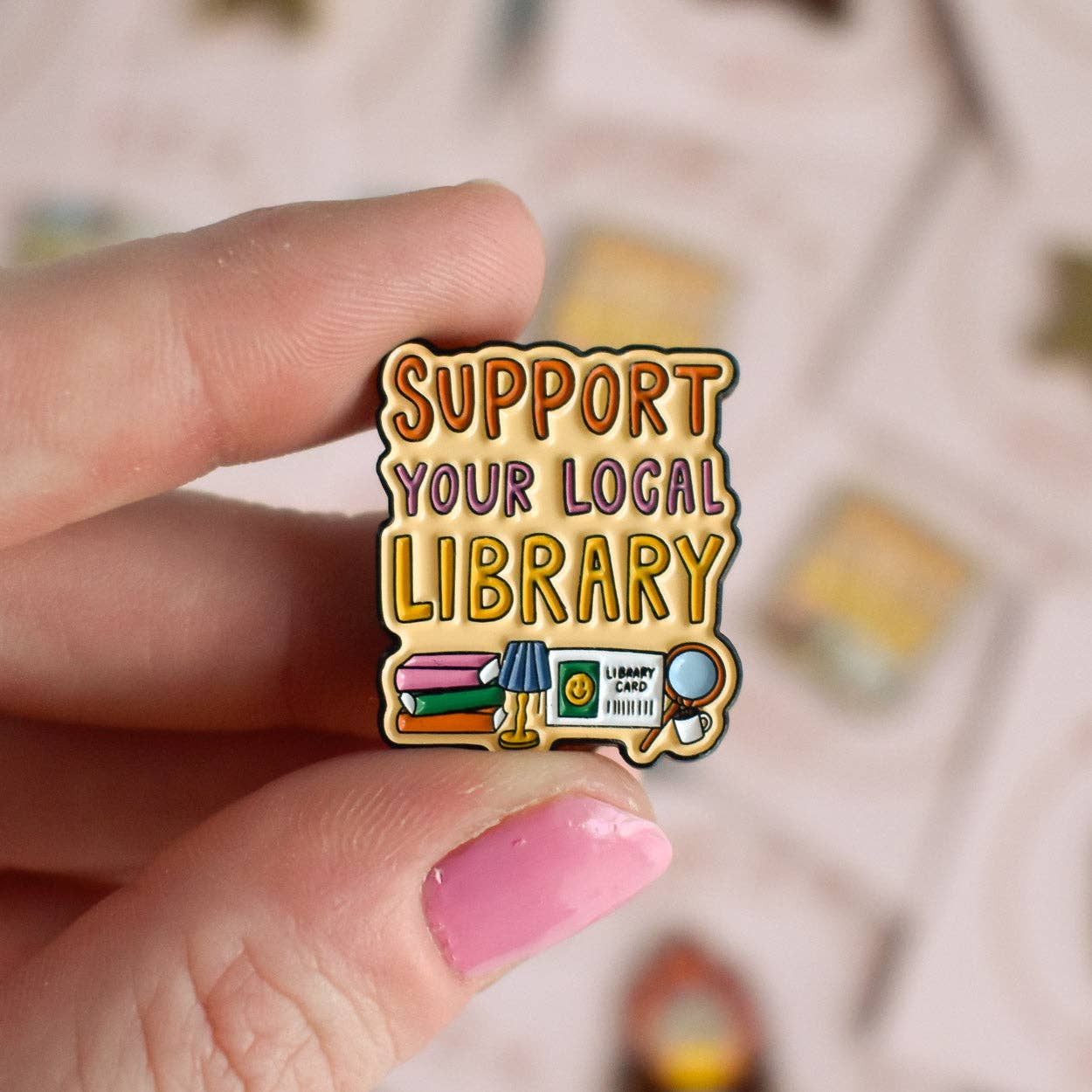 Support Your Local Library Enamel Lapel Pin