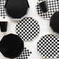 BLACK AND WHITE SIGNATURE CHECKER DINNER PLATES