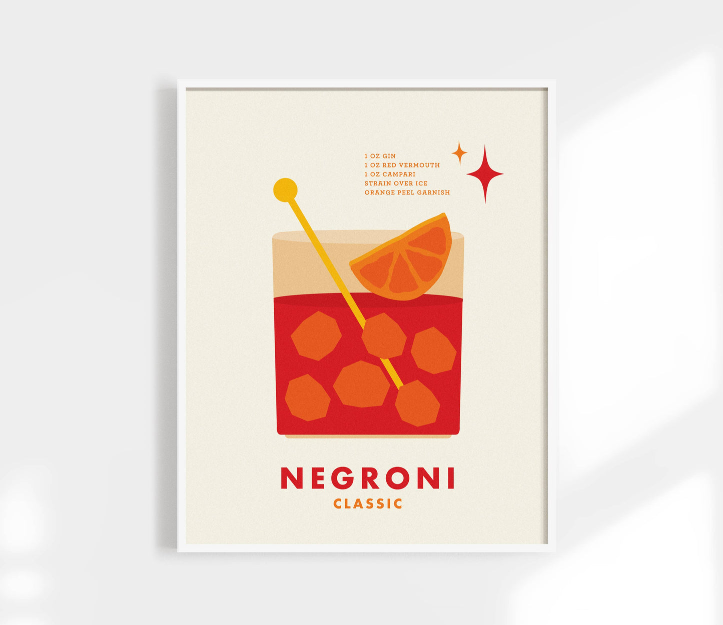 Negroni Cocktail Print 11x14
