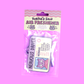 Air freshener packaging with 'Turtles Soup' branding on a pink background