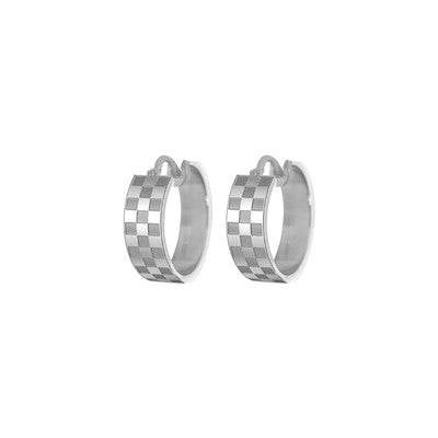 Silver Check Hoop Earrings by Pura Vida