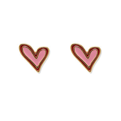 Enamel Heart Stud Earrings